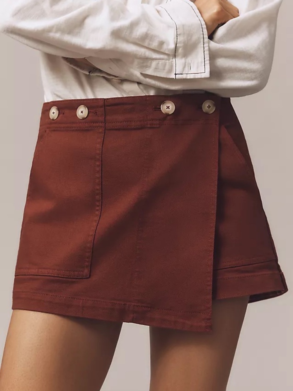 Anthropologie Kit High-Rise Utility Skort by Pilcro, Dark Brick, 28